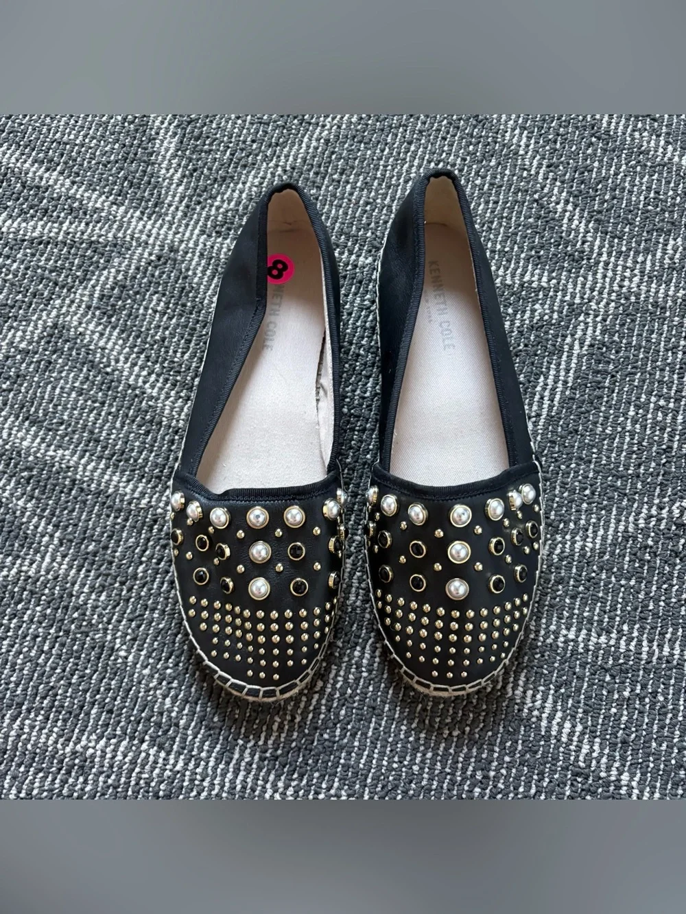 Kenneth Cole New York Women's Brigid Espadrille Flats with Stud, Black 8M